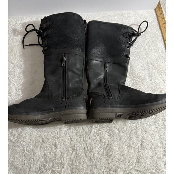 UGG Elsa Waterproof Lace-up Womens Tall Boot Size 7.5 Leather Side Zipper - Picture 5 of 8